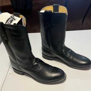 Justin Classic Black Cowhide Western Roper Boots 11 EEE